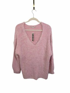Kimchi Blue Fuzzy Knit Sweater Medium Pink Eyelash Cozy Soft Urban Outfitters